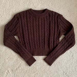 brown wool cropped sweater